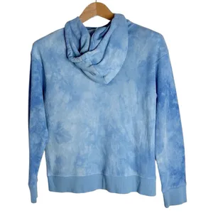 Zyia Blue Tie-dye Oversized Waffle Knit Hendrix Pullover Thermal Hoodie size XS thumbnail 2
