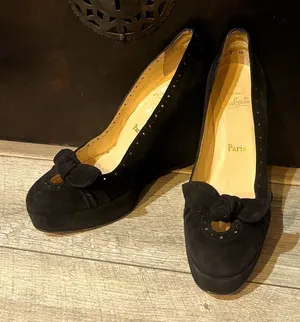 Christian Louboutin Authentic Suede Wedge Heels 38 thumbnail 1