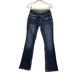 ARIAT Mid-Rise REAL Entwined Boot Jeans Sz 26 Blue Cowgirl Country Western Boho thumbnail 3