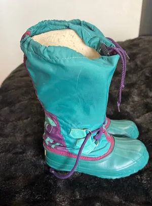 Vtg SOREL Winter Snow Rubber Boots 6 Removable Felted Liner Green thumbnail 1
