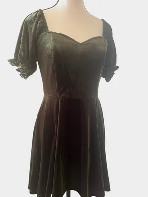 Disturbia Verdant Green Velvet Corset Mini Dress Goth US 4 UK 8 thumbnail 3