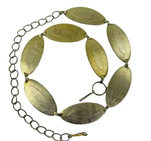 Vintage Chain Belly Band Belt Necklace Gold Tone Metal Oval Shaped Links u thumbnail 1