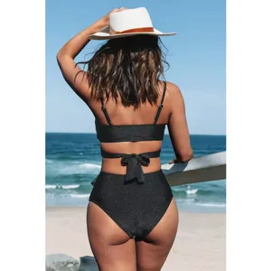 Cupshe Mollie Crisscross Tie Back One Piece Swimsuit Size M Black Padded NWT thumbnail 2