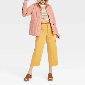 Universal Threads Utility Jacket Women's Size S Pink Cotton‎ Corduroy Collar thumbnail 3