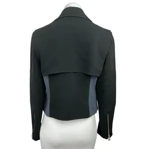 Aritzia Wilfred Montesson Black Blue Asymmetric Zip Moto Jacket Coat Blazer Sz 4 thumbnail 2