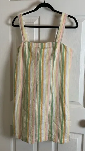 Forever 21 Striped Sleeveless Linen Blend Mini Dress – Size Large thumbnail 1