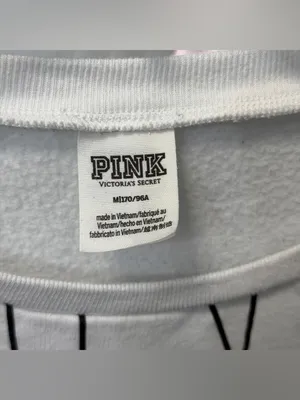 Victoria's Secret PINK Nation Campus Crew Sweatshirt White Black Medium thumbnail 3