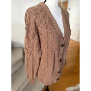 Talbots Haven Well Within Brown Cableknit Long Sleeve Cardigan Grandpa Preppy thumbnail 5