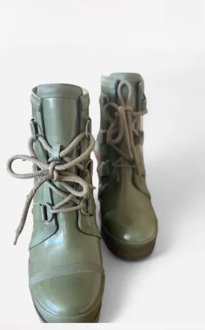 SOREL Joan of Arctic Rain Wedge Boots Nori Green Waterproof Rubber 9.5 NWOB thumbnail 8
