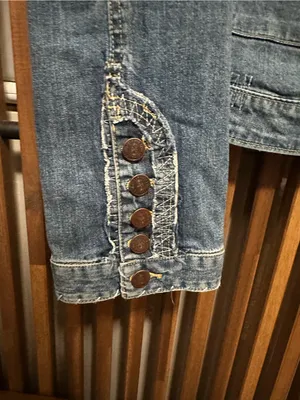 Blue Asphalt Vintage Denim Jacket Large Embroidered Flower Plaid Trim Y2K Cut thumbnail 5