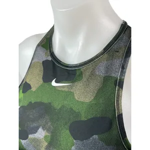 Nike Dri Fit Women's Green Camo Racerback Athletic Sports Bra Crop Top Size M thumbnail 3