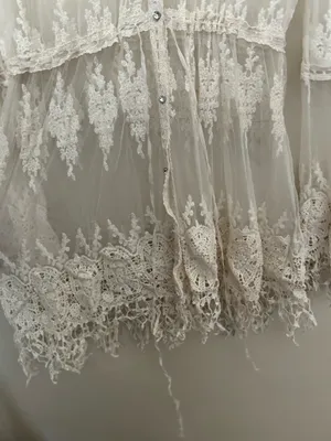 Cream colored lace sheer cardigan Size L thumbnail 3