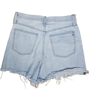 Madewell The Momjean Shorts Light Wash Denim 27 raw hem distressed button fly thumbnail 4