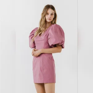 Endless Rose Puff Sleeve Mini Dress in Mauve size‎ XS thumbnail 3