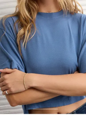 American Eagle Soft & Sexy Blue Oversized T-Shirt in Large thumbnail 2