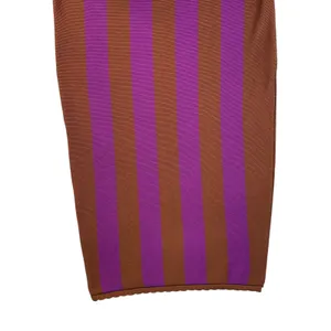 Anthropologie Striped Knit‎ Pencil Boho Skirt Purple Workwear Elegant Size L thumbnail 5