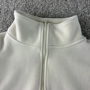 Qinsen Fleece Cropped Jacket‎ Pullover Women's Size Small Cream Y2K Drawstring thumbnail 7