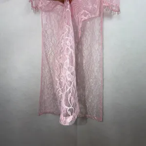 Vietnamese Ao Dai Women Small Pink Lace Beaded Floral Formal Tunic Only thumbnail 6