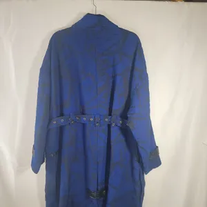 Dee Ocleppo Womens Myah Military Belted Jacquard Trench Coat Sodalite Blue XL thumbnail 6