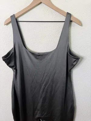 SKIMS All-In-One Shine Square‎ Neck Tank Jumpsuit Gunmetal Bodysuit Size 4X thumbnail 7