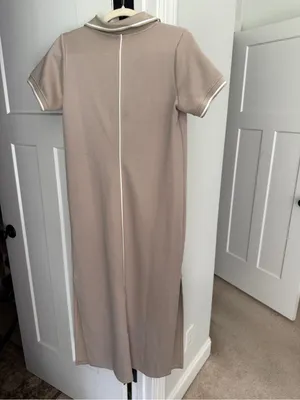 Spanx airpique polo dress new tan short sleeve maxi NWT ashwood tan thumbnail 6