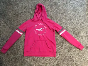 Hollister Hot Pink Hoodie Striped Sleeve thumbnail 1