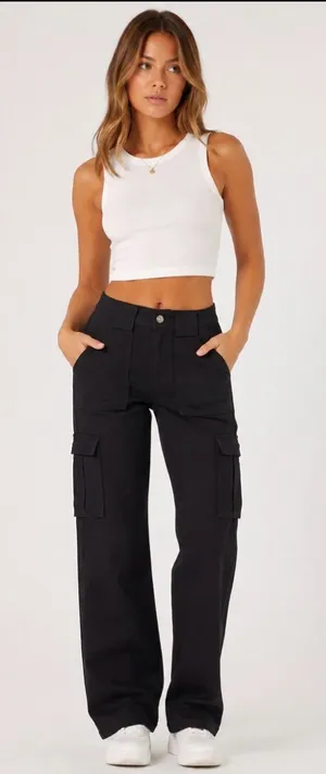 White Fox Boutique Black Cargo Jeans thumbnail 1