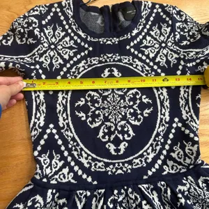 Romeo & Juliet Couture Damask Knit‎ Skater Sweater Dress Navy Blue White XS thumbnail 10