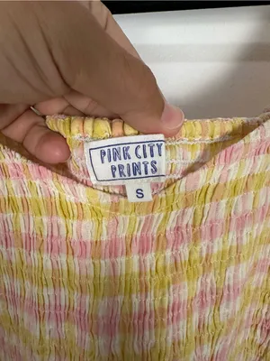 Pink City Prints Cindy Gingham Maxi Dress Women’s Sz S thumbnail 3