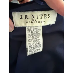 J.R. Nites Navy Blue Velvet Beaded Maxi Dress and Bolero Jacket‎ Set Vintage 10 thumbnail 5