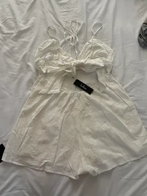 Lulus Soaking Up the Summertime White Tie-Back Skort Romper thumbnail 14