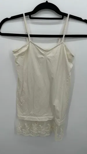 Y2K Festival Ivory Lace Trim Camisole Tank Top Layer Fairy Grunge Coquette M/L‎ thumbnail 1