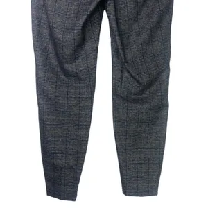 ZARA Gingham Straight Leg Ankle Crop Flat Front Mid Rise 6 Trouser Pants Brown thumbnail 9