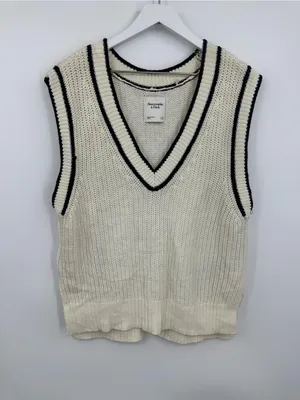 Abercrombie And Fitch Cream Boho Baggy Slouchy Sweater Vest Size Small thumbnail 7