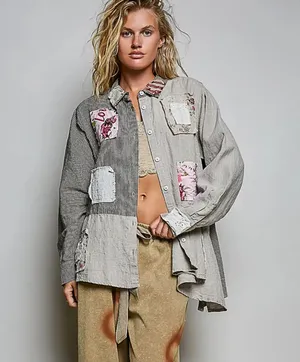 POL Patchwork Button Flannel thumbnail 5