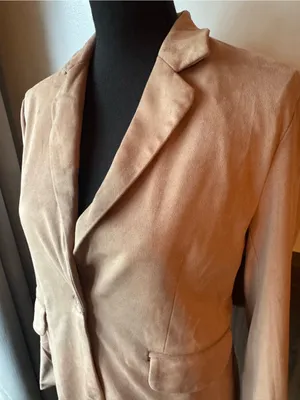 Sincerely Jules Suede One-Button Blazer in Light Brown thumbnail 2