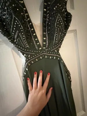 Green Embellished Mac Duggal Gown thumbnail 5