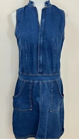 California Grown Vintage Y2K Denim Bodycon Dress L thumbnail 1