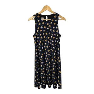 Anne Klein Trapeze Dress Small Black Floral Sleeveless Keyhole‎ Stretch Knit thumbnail 2