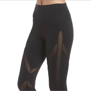 ALO High Rise Black With Mesh Detail Leggings S thumbnail 4
