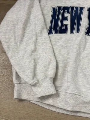 Lazy Sunday Light Gray NEW YORK Crewneck Sweatshirt with Navy Lettering thumbnail 2
