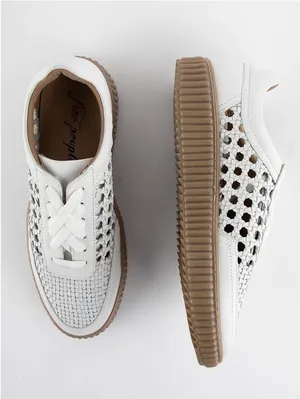 Free People Wimberly White Woven Sneakers with Gum Sole New w/ Box 8.5 thumbnail 4