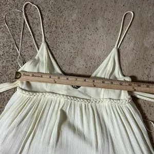 Paper Moon‎ Babydoll Tiered Rayon Dress Braided Empire Waist PD15573 Womens L thumbnail 3