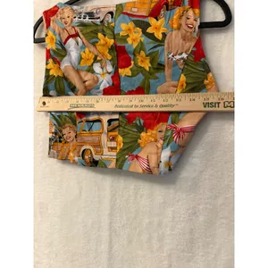 Vintage Pin Up Girl Tropical Crop Top Women Small Sleeveless Rockabilly Hawaiian thumbnail 4