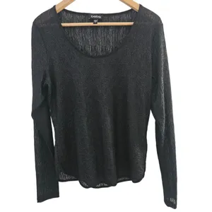 Bebe Black Lace Sheer Long Sleeve Scoop Neck Top Women’s Size Large Y2K thumbnail 2