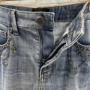White House Black Market Womens 6 Jeans Embellished Silver Bead‎ Skinny Everyday thumbnail 4