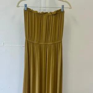 Elan Mustard Yellow Strapless Button Front Maxi Dress Small RG5761 Boho Tassel thumbnail 5