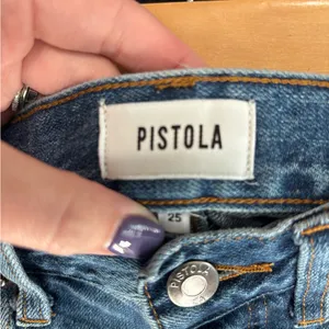 Pistola Dark Blue Frayed Straight Leg Jeans thumbnail 4