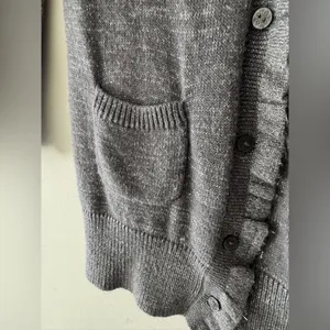 Victoria's Secret Metallic Lurex‎ Ruffle Gray Cardigan Sweater Y2K thumbnail 3
