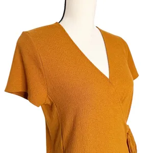 Madewell Textured & Thread Terracotta Burnt Orange Wrap Dress Sz M thumbnail 5